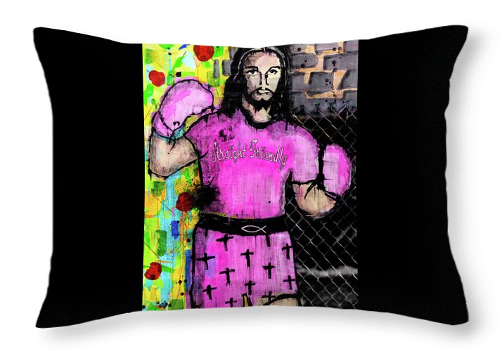 Boxing Jesus - Throw Pillow
