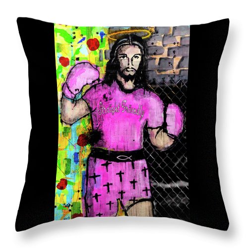 Boxing Jesus - Throw Pillow